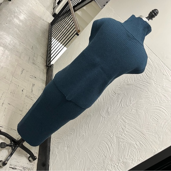 Eileen Fisher Ribbed Merino Wool Knit Top and Midi Skirt Set; fits Size 6 - Picture 2 of 13